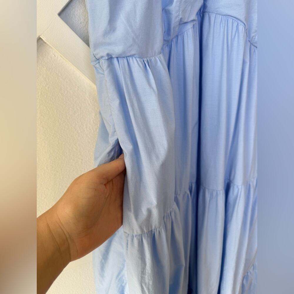 Maeve By Anthropologie Tiered Halter Midi Dress Light Blue Size 14 - Picture 4 of 11